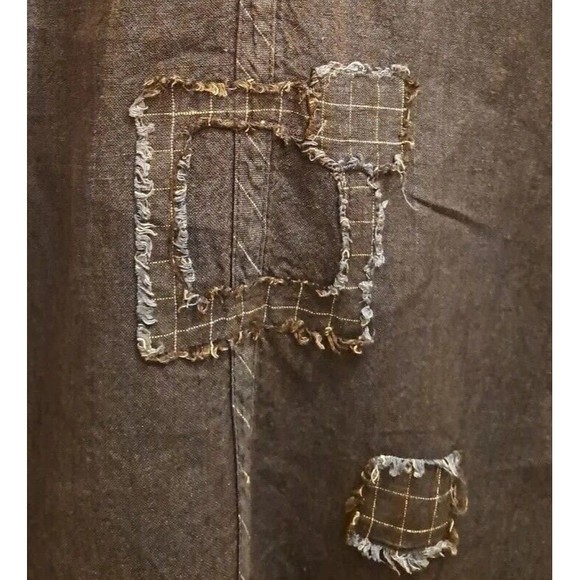 Vintage River Chase Women's L Linen Dress Blue Sleeveless Cottage Core Patchwork - Picture 7 of 10